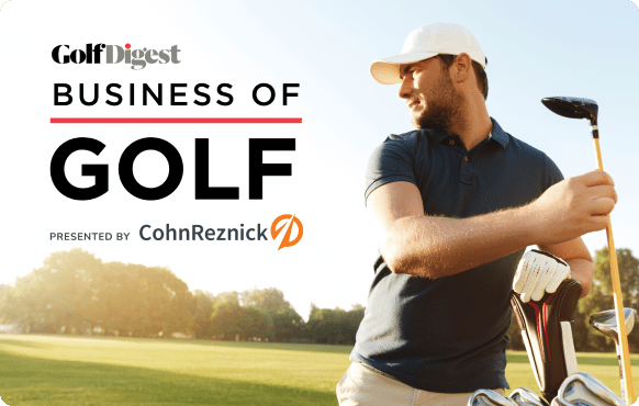 A man playing golf illustrating business of golf