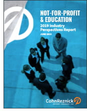 Thumbnail image reading Not for profit and education 2019 industry perspective report