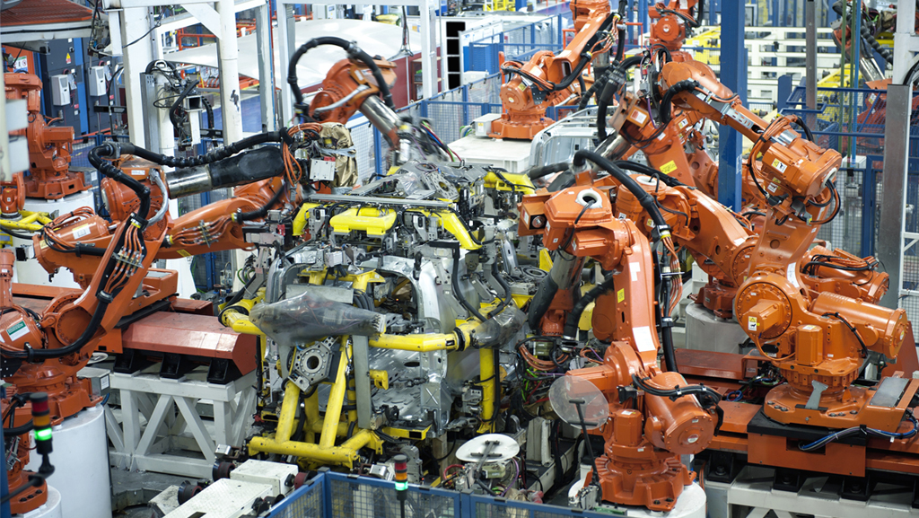 Robots on a manufacturing line