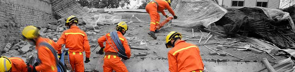 firemen at a waste site