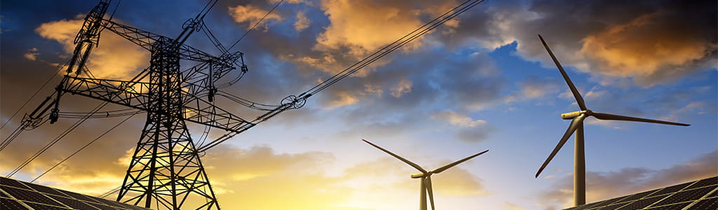 solar panels and wind farm