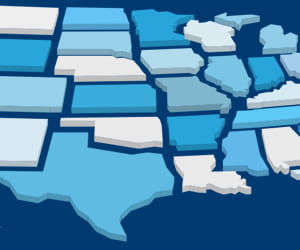 United States map in blue and white