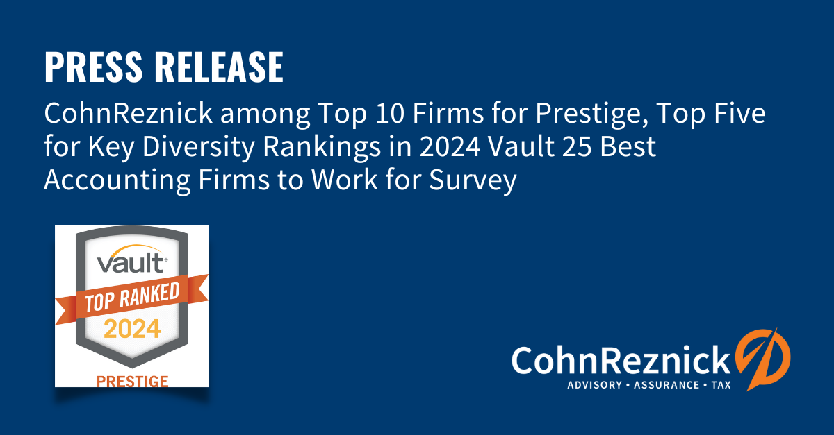 CohnReznick a top 10 firm for prestige, top 5 in diversity