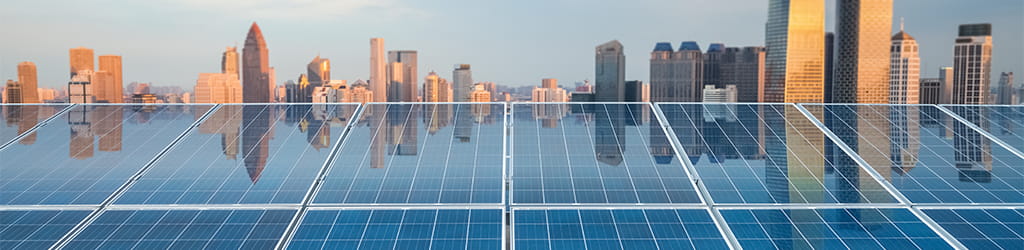 city skyline solar panel