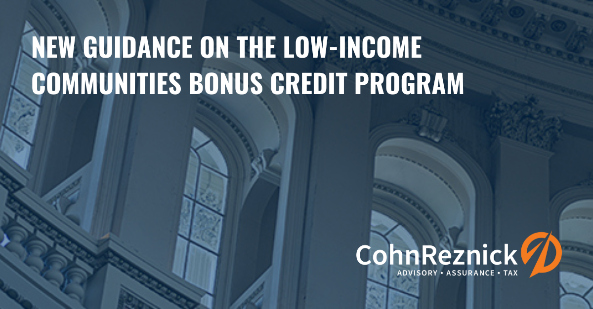 Communities Bonus Credit Program New guidance CohnReznick