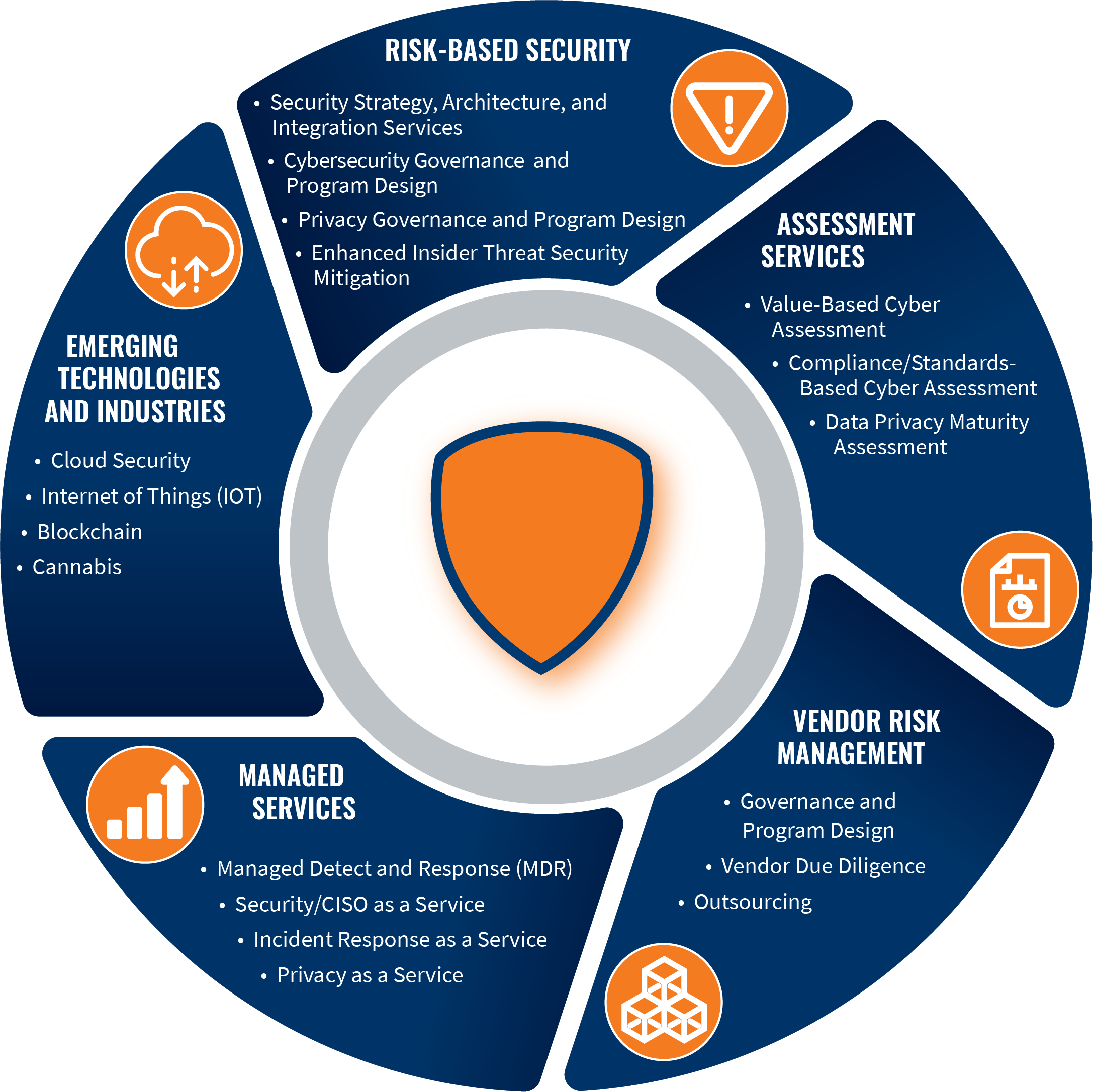 infographic wheel showing different cybersecutiy services and their features