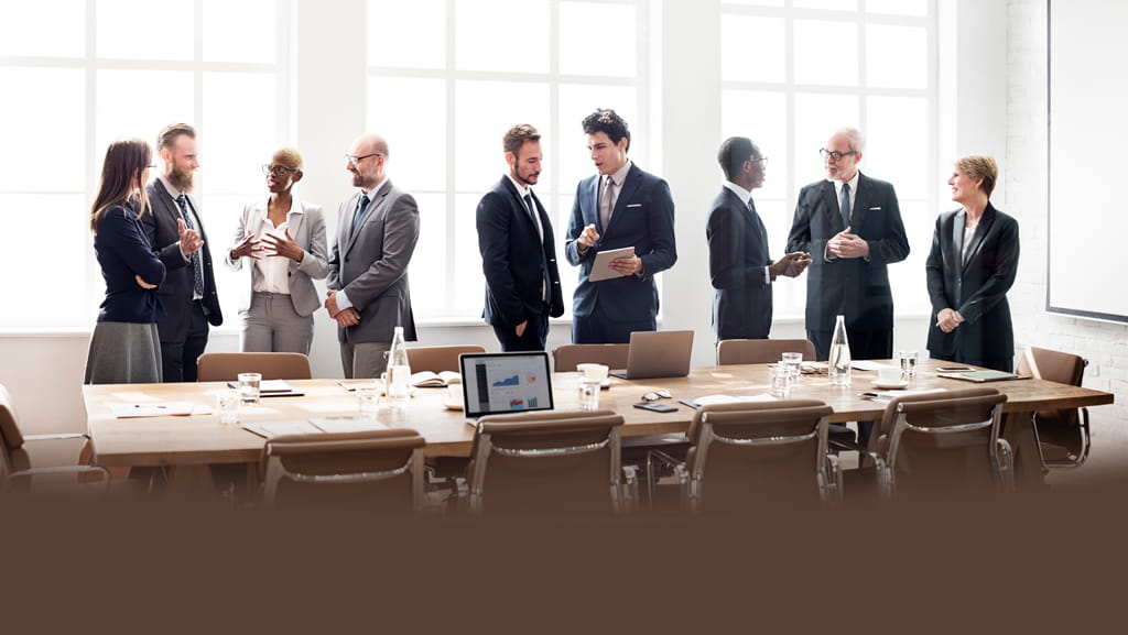 Team discussion in a conference room