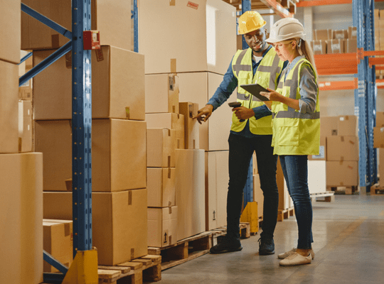 warehouse workers taking inventory