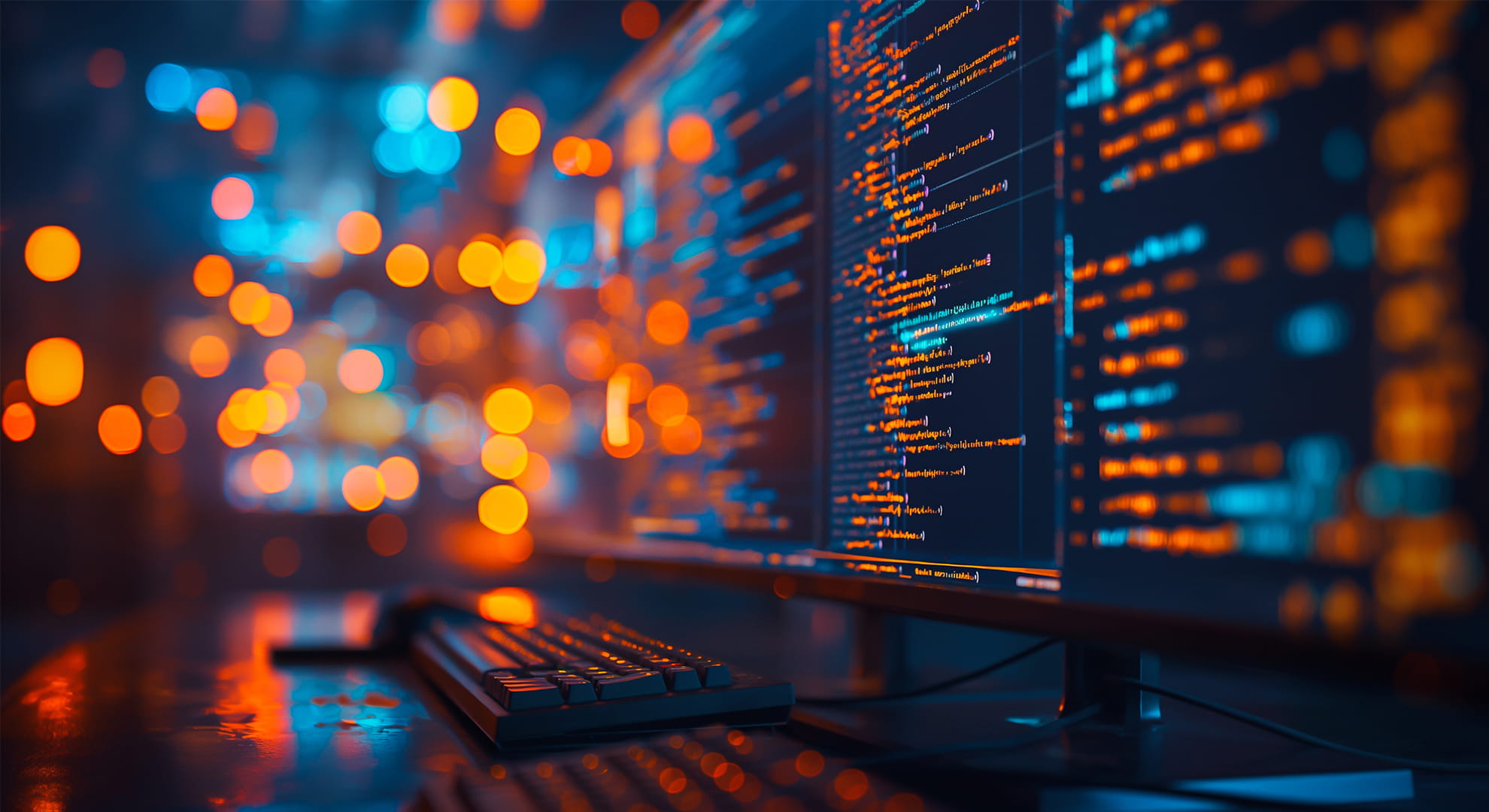 red and orange dashboard on a computer