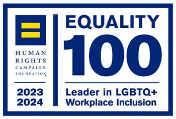 Human Rights Campaign Foundation Leader in LGBTQ+ workplace inclusion badge
