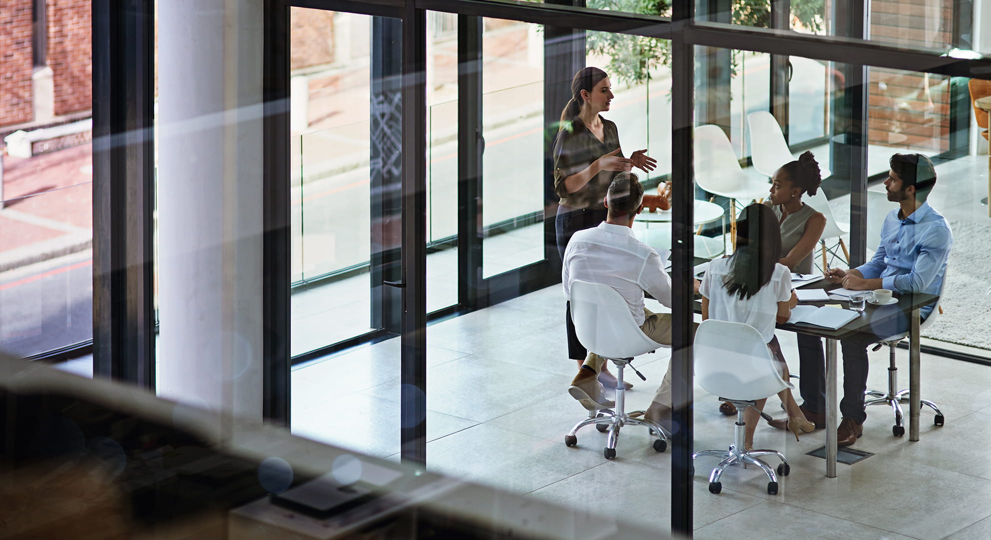 a team having a conference meeting