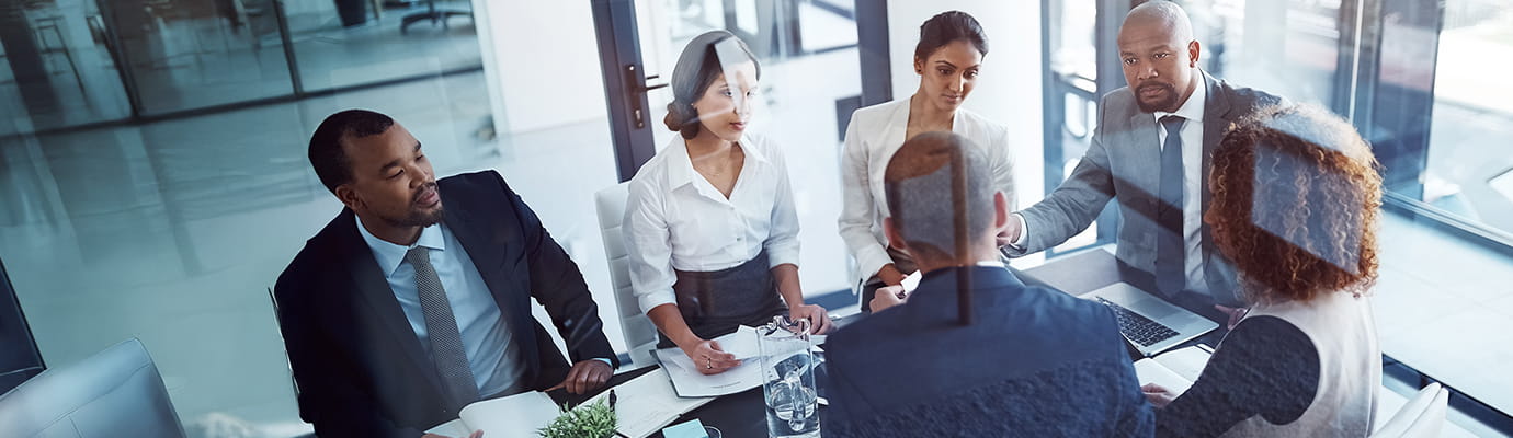 a group of professionals in a conference room