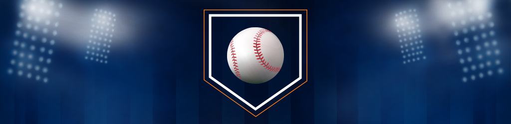 a baseball on a blue MLB background
