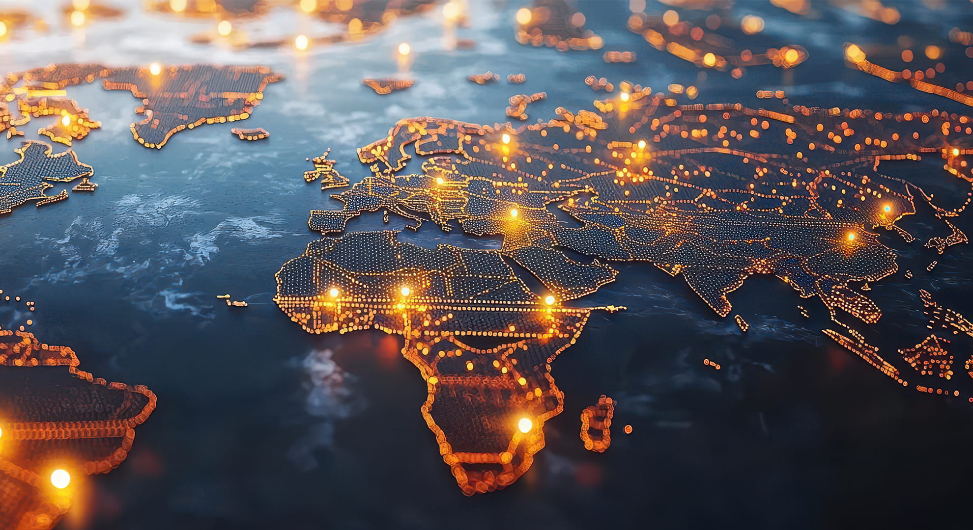 overhead view of the earth at night