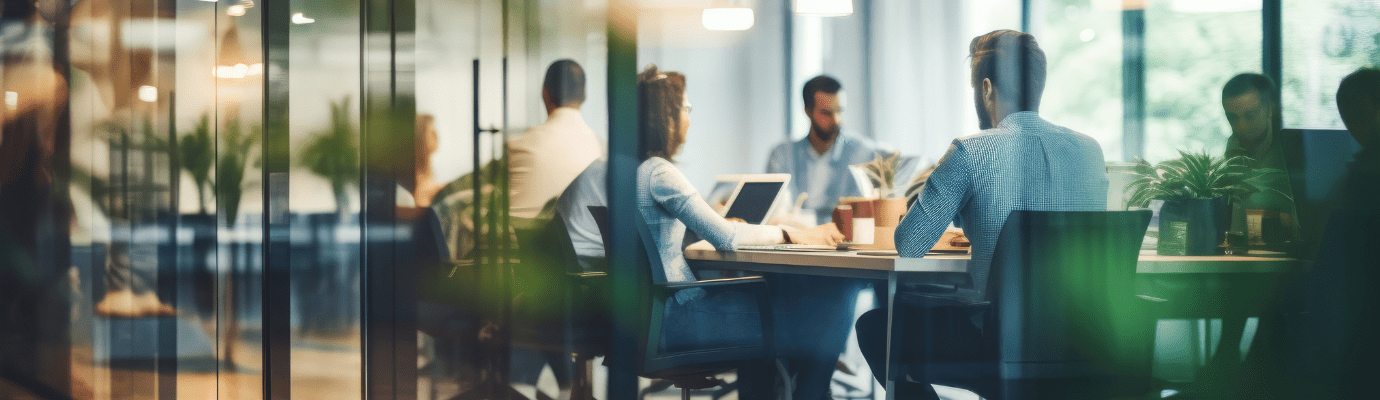 people working in a building