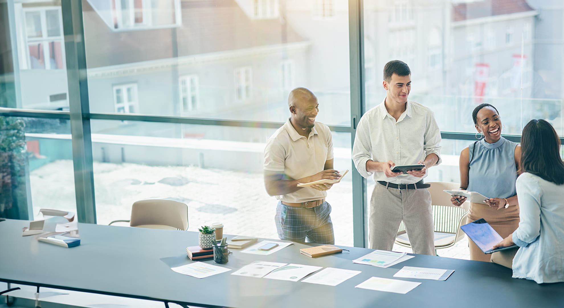 a group of professionals meeting together