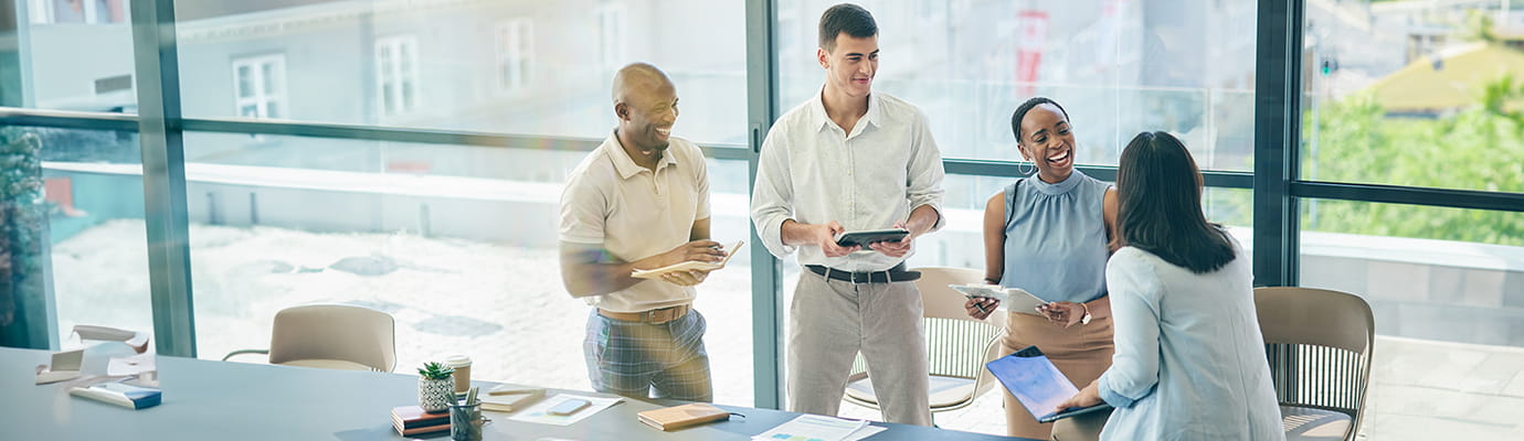 a group of professionals meeting together