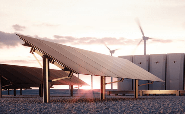 a solar panel in the desert